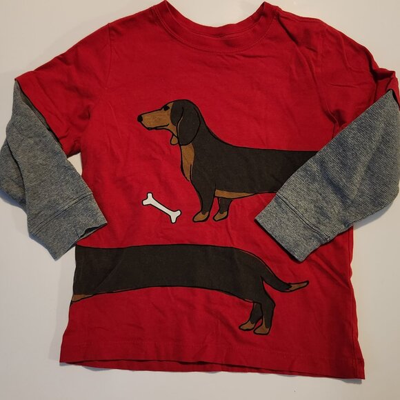 HANNA ANDERSSON Long Sleeve Faux Layer Graphic Tee Top - 120 (6/7) - Picture 1 of 5